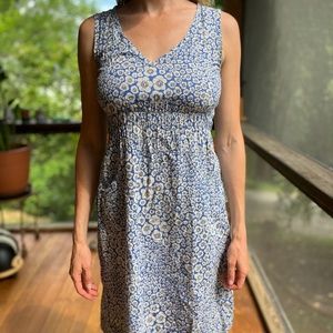 Modaspia blue and white flower midi sun dress